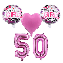 Number 50 Birthday Girl Pink Foil Balloon Set Party Decor