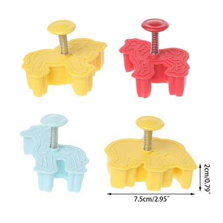 

4Pcs 3D Animal Plastic Cookies Mold Fondant Cake Cutter Mould DIY Bakeware Tools