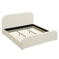 thumbnail image 4 of Christopher Knight Home King Size Bed Frame With Linen Upholstered Curved Headboard, Solid Wood Legs, Beige, 4 of 13