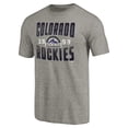 thumbnail image 2 of Men's Gray Colorado Rockies Cooperstown Collection Antique Stack Tri-Blend T-Shirt, 2 of 3