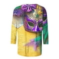 thumbnail image 4 of YUGYXL Deals Trendy Mardi Gras 3/4 Length Sleeve Tshirts for Women Summer Plus Size Mask Graphic Fancy Clothes Lounge Crew Neck Soft Tunic Shirts Celebration Tops, 4 of 5