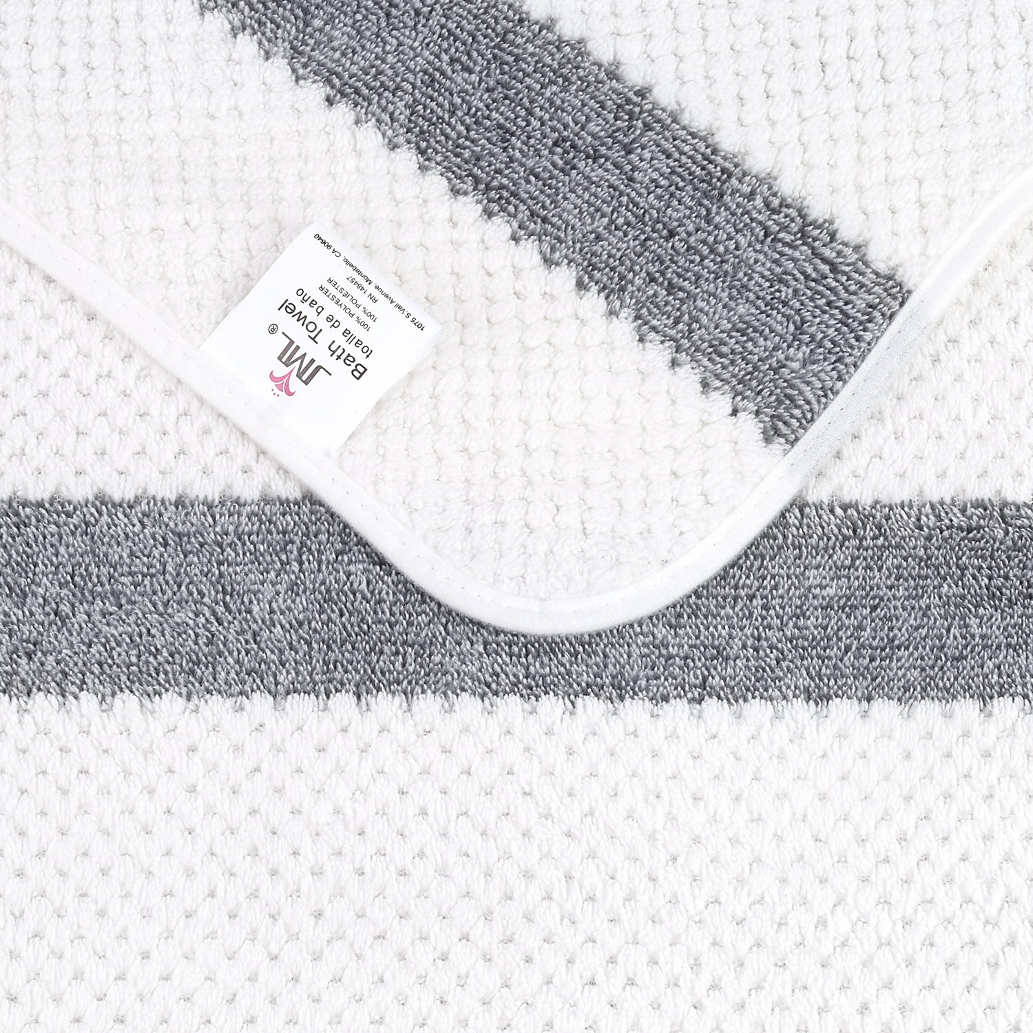 NC Fashion 2 Piece Microfiber Bath Towel Set, Gray, White, Multi-color