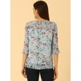 thumbnail image 4 of BluElegante Casual De GaCon Estampado Floral De Man3/4 Con Volantes PaMujer Gris Azul-3 S, 4 of 5