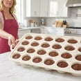 thumbnail image 6 of Silicone Mini Muffin Pan With Metal Reinforced Frame - 24 Cups Durable Silicone Cupcake Pan for Muffin, Cupcakes, BPA Free and Dishwasher Safe - 1 Piece Beige with Rainbow Spots, 6 of 7