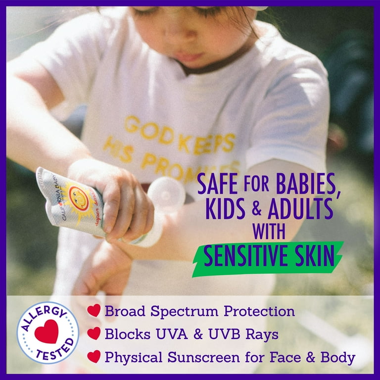 California Baby Crema Solare SPF 30+ Super Sensitive, 2.9 Oz (82 G), Pelle Delicata, Ipoallergenica