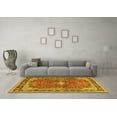 thumbnail image 3 of Ahgly Company Machine Washable Indoor Square Medallion Yellow Traditional Area Rugs, 3' Square, 3 of 4