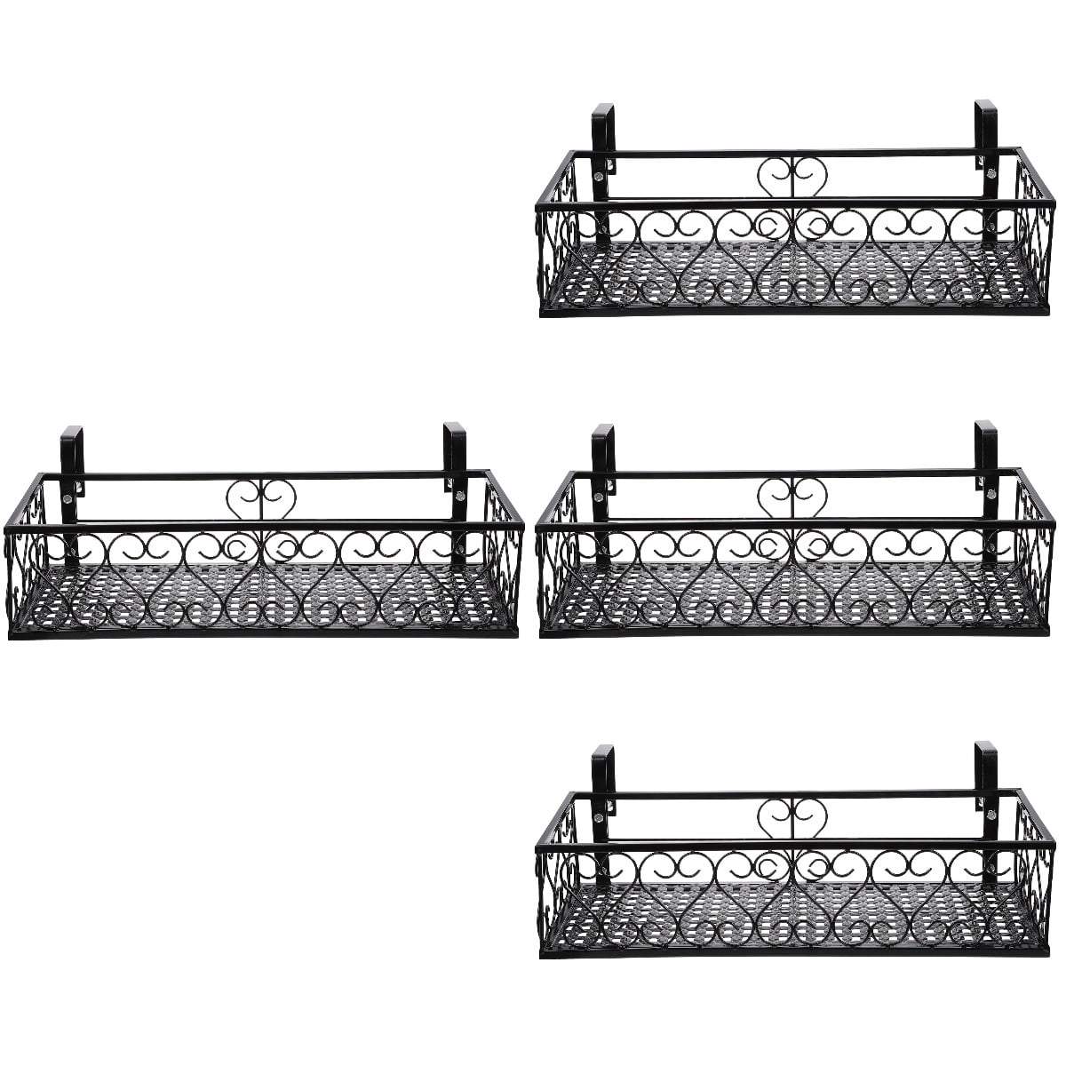 Raindrops 4pcs Balcony Window Shelf Flower Pot Hanger Window Box Stand Rack Railing Planter Shelf Planter Container for Patio Porch or Fence