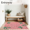 thumbnail image 3 of ODIKA 4'x6' Machine Washable Non-Slip Area Rug, Cane Stripe with Mistletoe Accent High Traffic Rug, Red, 623367, 3 of 7
