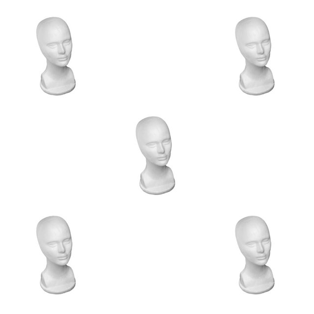 QualitChoice Foam Mannequin Head Male Model Wigs Prop Shop White Deflection Rack Professional Wear-resistant Holder Styrofoam Shelf Male 5Set