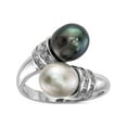 thumbnail image 1 of Sterling Silver Rh 7-8mm Black/Grey Rice Fwc Pearl Cz Ring (Size 6) Made In China qr6549-6, 1 of 4