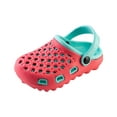 thumbnail image 3 of Kids Lightweight Breathable Slip-On Cute Garden Clogs Beach Sandals Water Shoes, Coral/Mint, Size: 2 Kids, S7, 3 of 3
