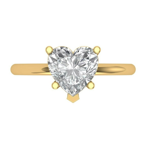 2 ct Heart Cut White Sapphire Solitaire Engagement Ring for Women in 14K Yellow Gold