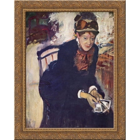 Portrait of Mary Cassatt 24x20 Gold Ornate Wood Framed Canvas Art by Edgar Degas