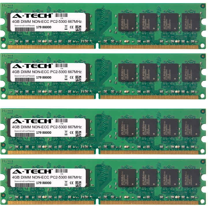 16GB Kit 4x 4GB Modules PC2-5300 667MHz NON-ECC DDR2 DIMM Desktop 240 ...