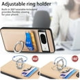 thumbnail image 5 of Phone Case for Google Pixel 8 5G Wallet Cover with Tempered Glass Screen Protector and Slim Ring Stand Credit Card Holder Magnetic Leather Cell Accessories Pixel8 Pixle Eight Women Men Beige, 5 of 14