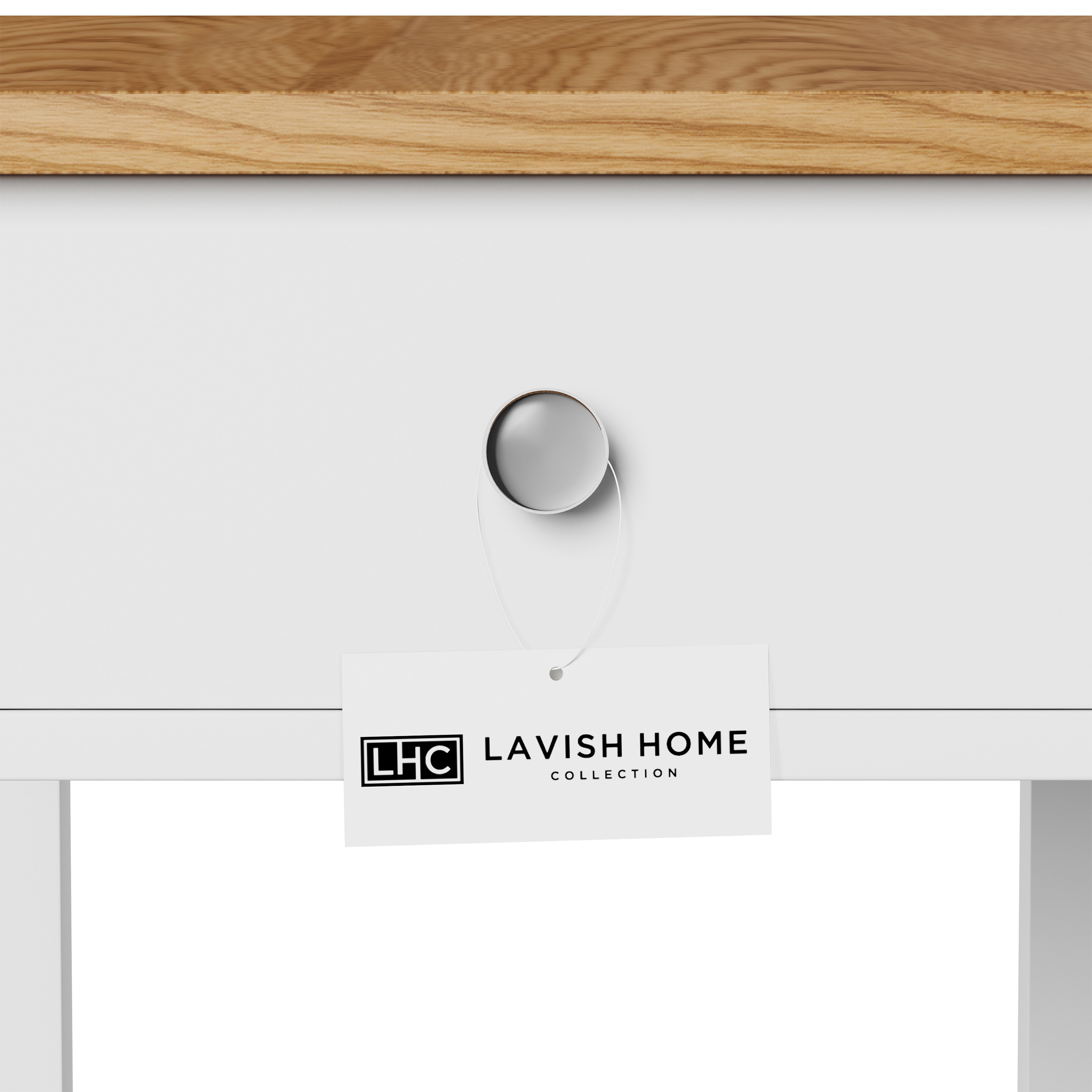 Lavish Home Small Side Table - Slim Nightstand with Drawer and Shelf, White