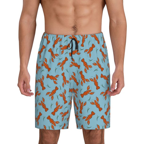 Fotbe Funny Lobsters Pantalones Cortos de Pijama para Hombre, Ropa de Dormir, Pantalones de Pijama Cortos para Hombre-3X-Large