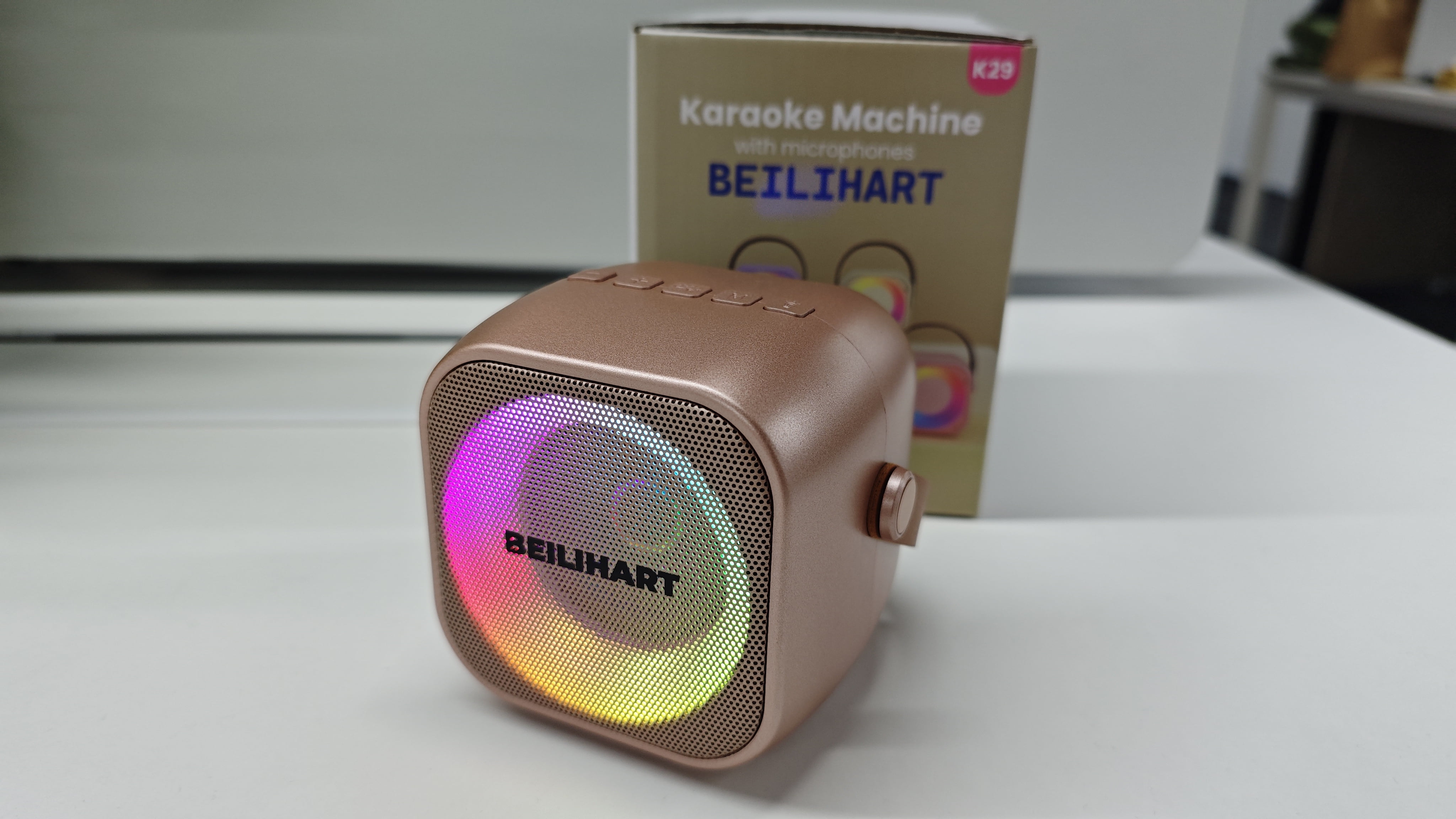 BEILIHART Karaoke Machine for Kids Adults, Mini Portable Bluetooth Karaoke Speaker with Wireless Microphone
