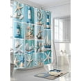 thumbnail image 3 of Fsddascl Coastal Summer Beach Shower Curtain Set - Standard 72" x 72" Bathtub Curtain with 12 Hooks, Lighthouse Starfish Blue Wooden Waterproof Fabric Stall Shower Curtains for Bathroom/Bathtub, 3 of 6