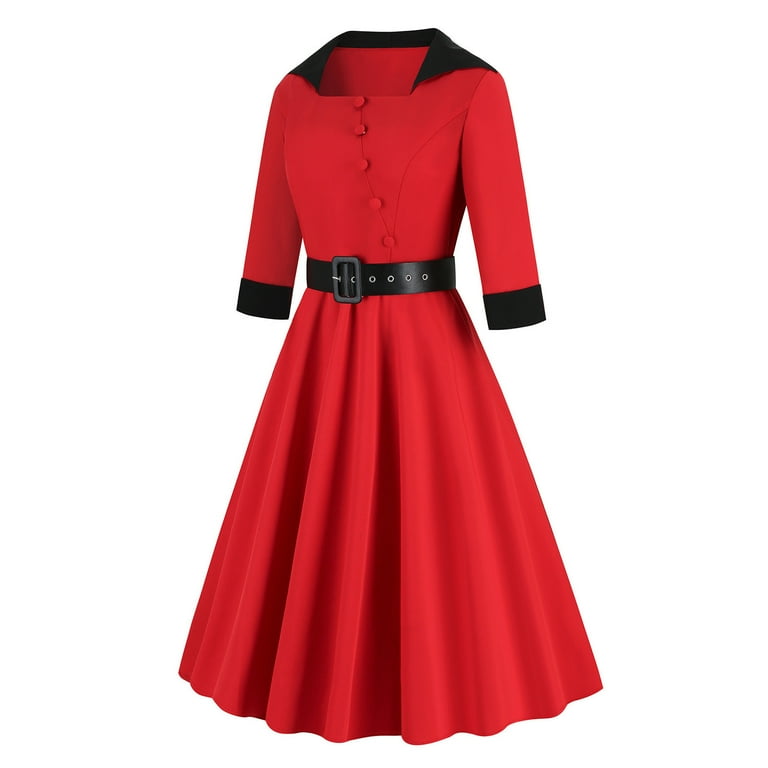 RYDCOT Ladies Dresses for Wedding Guest formal 3/4 Sleeve 1940s Vintage Dress  Cocktail Swing Dress Elegant Classy Rockabilly Prom Evening Dress Clearance  - Walmart.com