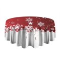 thumbnail image 5 of Red Christmas Snowflake Pattern Round Tablecloth 60"x60",Wrinkle Wipeable Table Cloth for Kitchen Dining Room Picnic Patio Party, 5 of 6