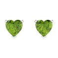 thumbnail image 3 of 1.0 Ct Heart Cut Studs Green Natural Peridot 18K White Solid Solid Gold Everyday Dainty Earrings Push Back, 3 of 7