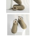 thumbnail image 1 of Botas de nieve cortas de felpa para mujer, zapatos casuales cálidos, Botines Chelsea de piel de gamuza, zapatos planos de plataforma, invierno de lujo, nuevo, 1 of 5