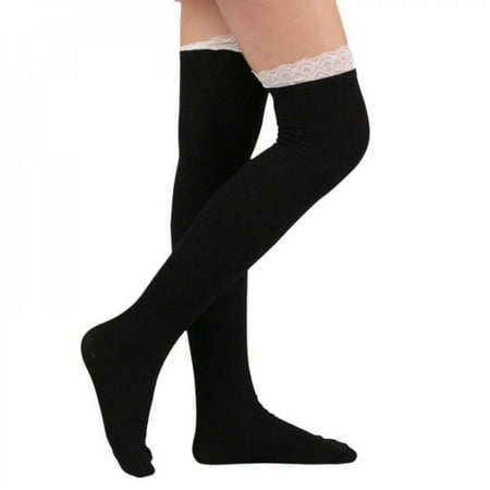 

[Brand Clearance!]Autumn Winter New Ladies Sweet Lace Edge Stockings High Stockings Knee-Length Socks Cotton Knit Boots Socks