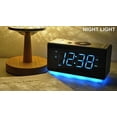 thumbnail image 3 of Digital Alarm Clock Radio with Bluetooth Speaker, FM Radio, Dual Alarm with Snooze, Large LED Display, Dimmer Control, Headphone,USB Charging Output and Night Light 708, 3 of 8