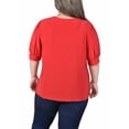 thumbnail image 3 of NY Collection Women's Plus Size Short Sleeve Balloon Sleeve Top with Hardware, 3 of 4