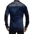 thumbnail image 3 of Floenr Mens T Shirts,Suede Color-blocking Button Lapel Wash Denim Long-sleeved Men's Shirt, 3 of 4