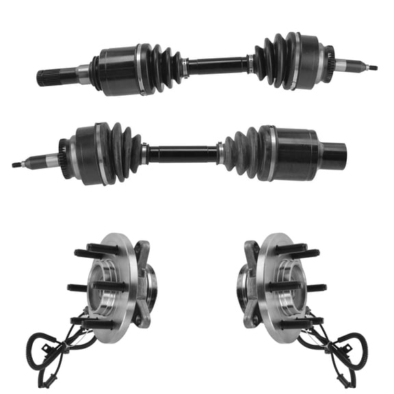 TRQ Front CV Axle Shaft Assembly Wheel Hub Bearing Set 4pc for Expedition Nav CSA78354
