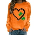 thumbnail image 1 of Mceream Chandail en Molleton Décontracté Mode pour Femmes St Patricks Day, Imprimé Graphique Trèfle Irish, Mignon, Manches Longues, Chandail, Grande Taille, Tenue de Vacances & Cadeau, Orange m, 1 of 7