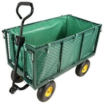 Gzxs Heavy Duty 880 lbs Capacity Mesh Steel Garden Cart, Folding Utility Wagon with Removable Sides, Cart Liner, Storage Basket and 10" Large Wheels (Green)