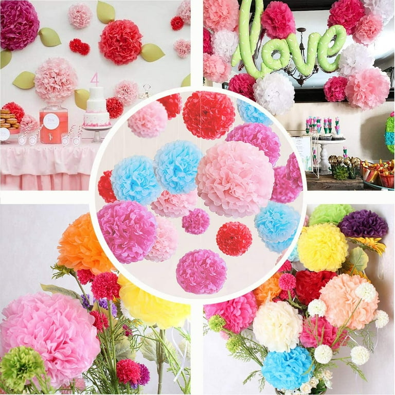Assorted Paper Fans Garlands and Pom Poms Wall Hanging Decorations