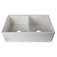thumbnail image 3 of Pemberly Row White 32" Smooth Apron Double Bowl Fireclay Farmhouse Kitchen Sink, 3 of 9