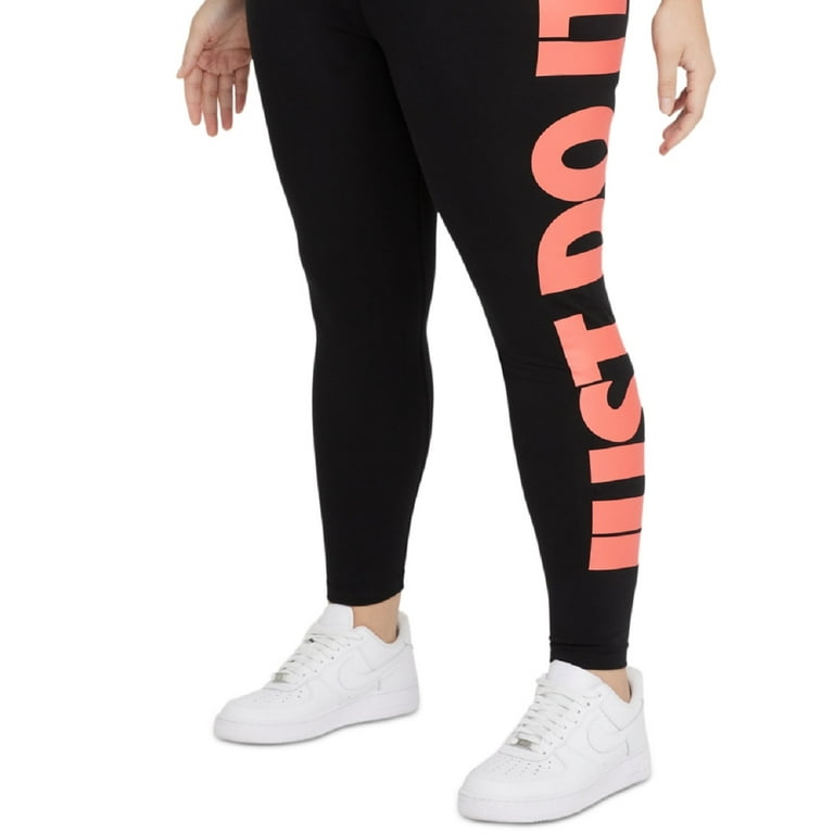 NIKE Womens Black Stretch Logo Graphic Active Wear High Waist Leggings XS
