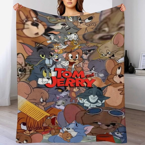 Tom And Jerry Blanket Cute Soft Lightweight Fuzzy Plush Throw Blankets Cozy Flannel Blankets for Sofa Couch Travel Home Bedroom Decor Gifts 30"x40"
