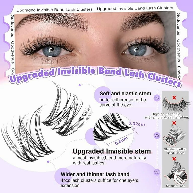 Lash Clusters Kit Wispy Eyelash Clusters Lashes Natural DIY Lash Extension Kit 10-16mm Cluster Eyelash Extensions Kit 300pcs C Curl Individual Lashes Cluster Eyelash (No Tweezers)