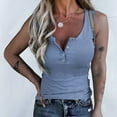 thumbnail image 3 of YUEJUIR Womens Tank Womens Plus Size Tops Tank Tops Summer Henley Shirts Sleeveless Casual Ribbed Button Down Henley Tops Womens Tshirts Womens Casual Tops Navy Blue Tops for WomenBlue, 3 of 4