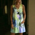 thumbnail image 5 of QUNYINEY A Line Summer Sundresses for Women Sleeveless Tie Dye Mini Beach Tank Dress V Neck Casual with Pockets Vacation Loose Fit Dresses, 5 of 7