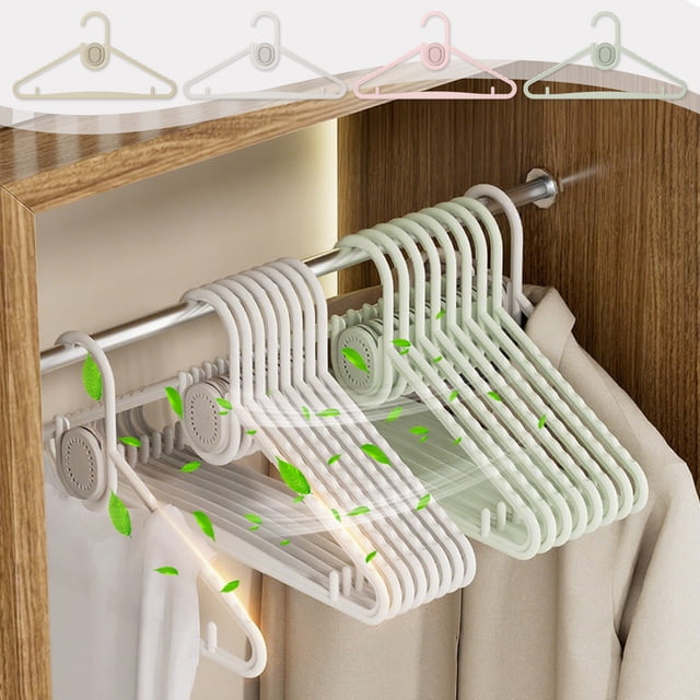 Percha Verde Antimanchas con Difusor de Fragancias | Perchero Que Ahorra Espacio | Percha para Aromaterapia | Material Plástico | 40 X 21,5 Cm | 72 G