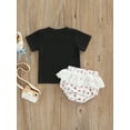 thumbnail image 4 of Franhais Infant Girl Short Sleeve Tops + Shorts, Letter Floral Print Lace Patchwork Summer Clothing, 4 of 9