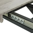 thumbnail image 4 of Holaki 55.11'' -70.86"Retro Rectangular Stretch Dining Table, Grey Carole Top With Black Embossed Center Plate, Black Fine Sand Cross Iron Foot Base Dining Table, With Storage Box., 4 of 9
