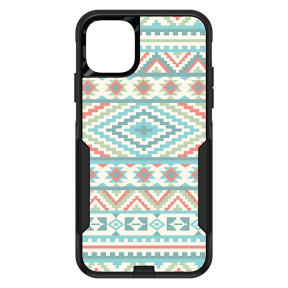DistinctInk Custom SKIN / DECAL compatible with OtterBox Commuter for iPhone 11 Pro MAX (6.5" Screen) - Blue Orange White Tribal Print