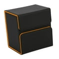 thumbnail image 4 of Caja de baraja de cartas coleccionables, funda protectora duradera para cartas con bandeja para dados, caja de juego negro y naranja, 4 of 8