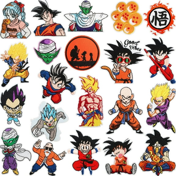 21pcs Anime Cartoon Dragon Ball Chenille Patches Embroidered Iron On Patches, Crest Iron On Applique Patch for T-Shirt Jackets Jeans Vests Hats Backpacks DIY Craft