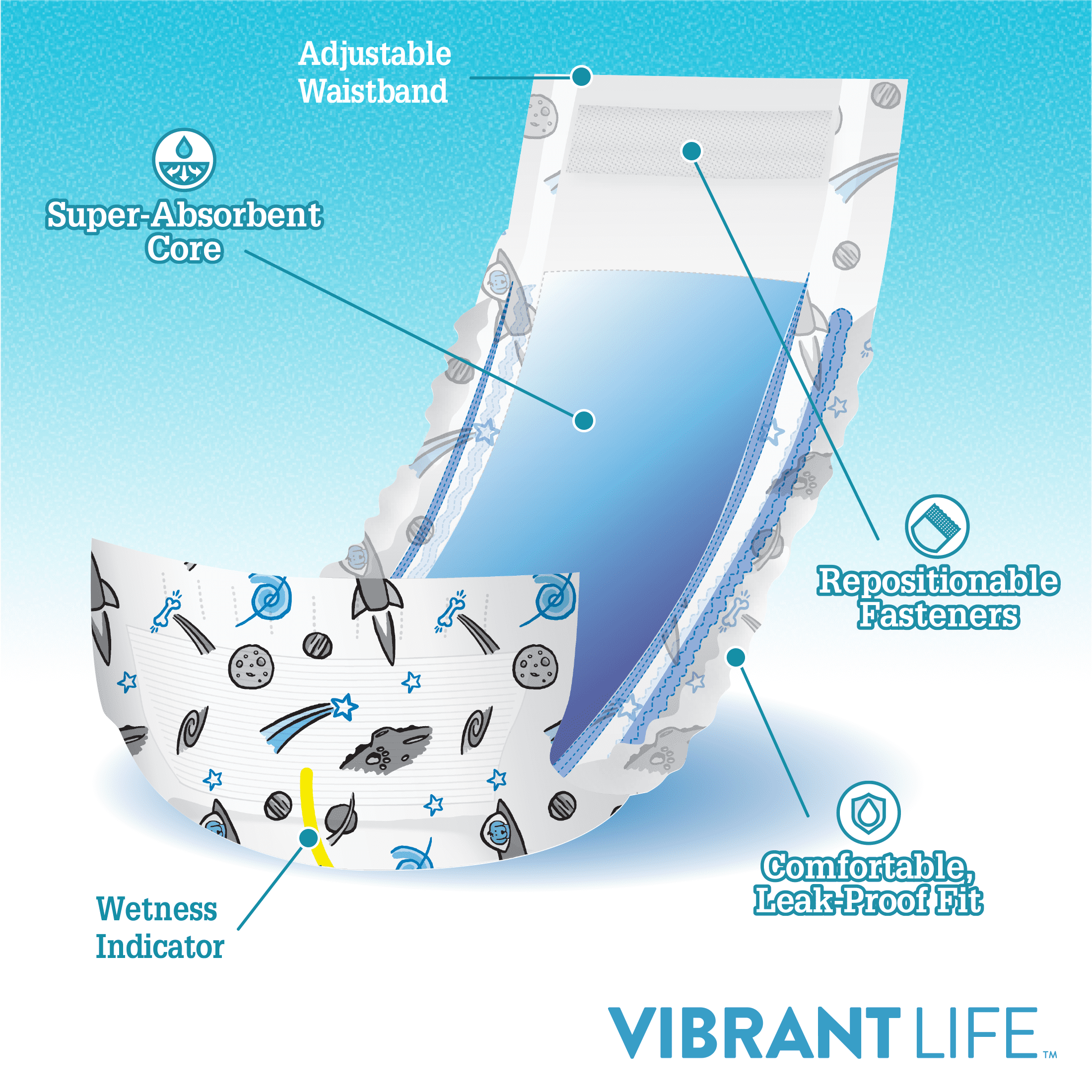 Vibrant Life Disposable Male Wraps for Dogs - Med 12Ct