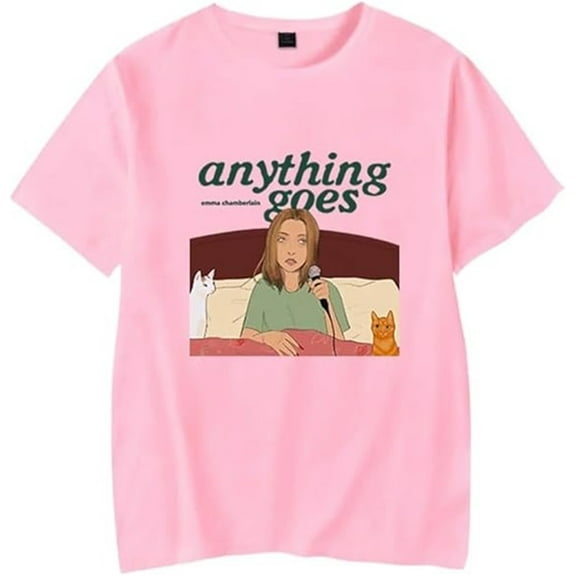 Emma Chamberlain Anything Goes T-shirt Classic Fun Short Sleeves Men And Women Casual Wear