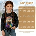 thumbnail image 7 of Xixirimido Colorful Paint Otter Pattern Girls Casual T-Shirt Crew Neck Tunic Tops Long Sleeve Loose Fit Soft Blouse Tie-hem Tees for Fall Winter, Size 9-10, 7 of 7